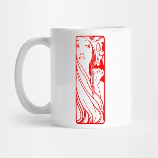 Alphonse Mucha "the muse of art" (red) Mug